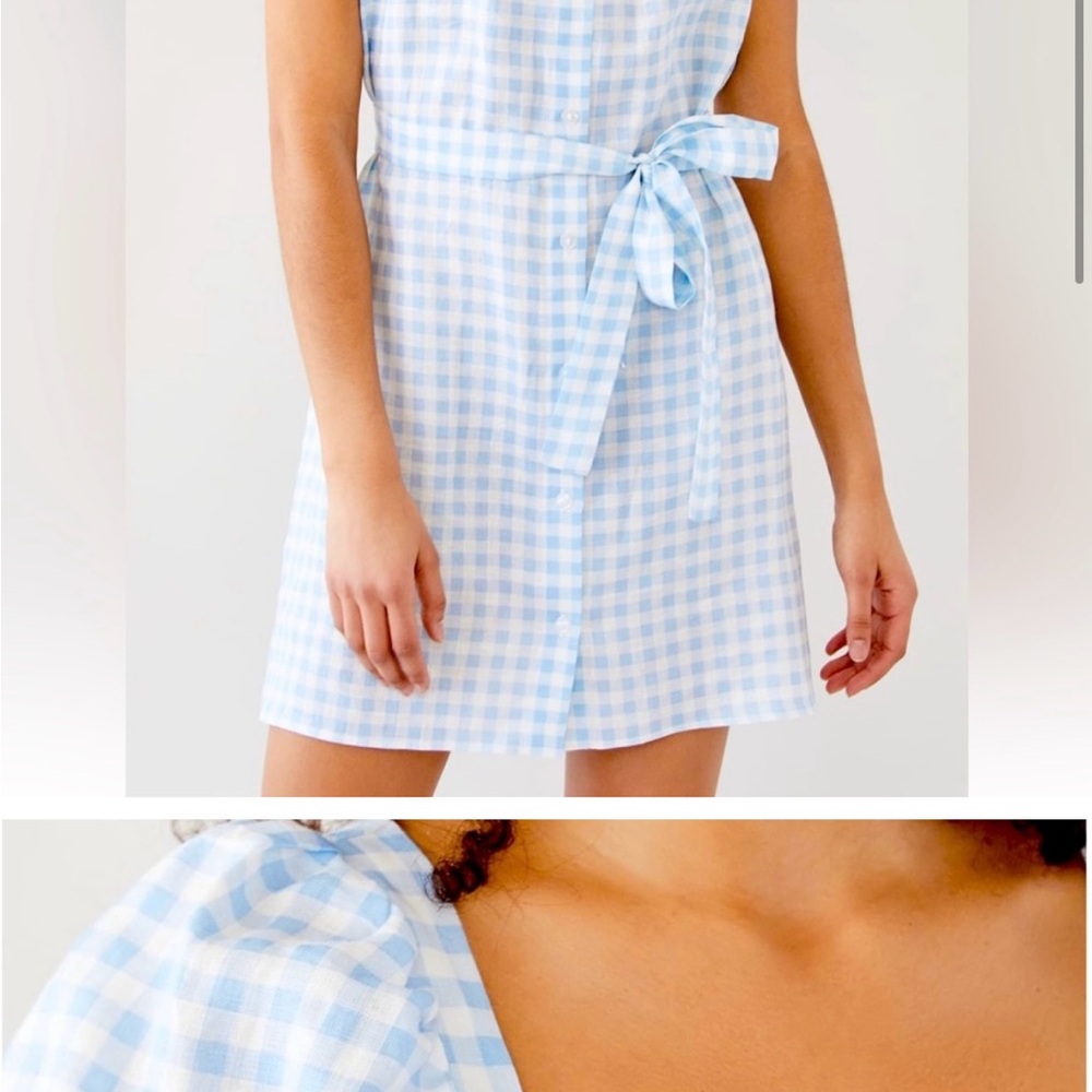 Daily Sleeper Brigitte Blue and White Gingham Dress